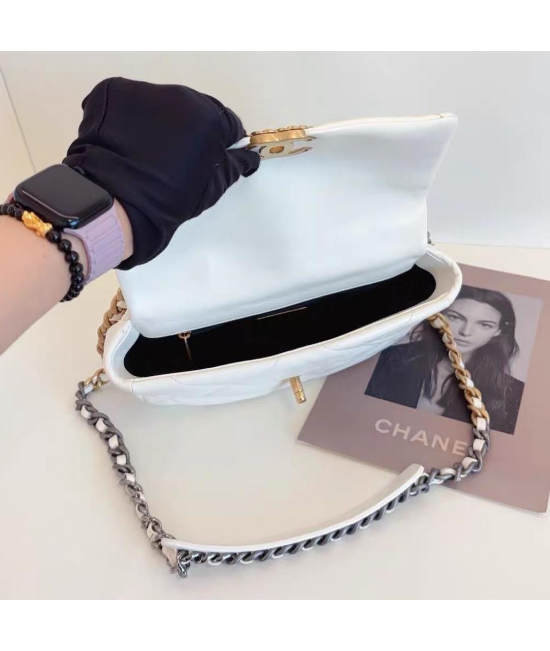 CHANEL Белая кожаная сумка через плечо, фото 8