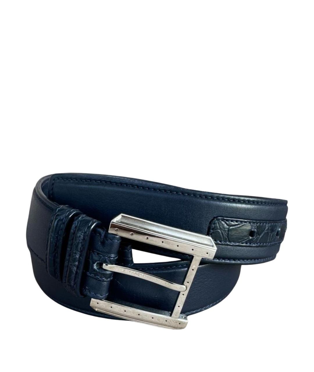 STEFANO RICCI Темно-синий ремень из экзотической кожи, фото 1