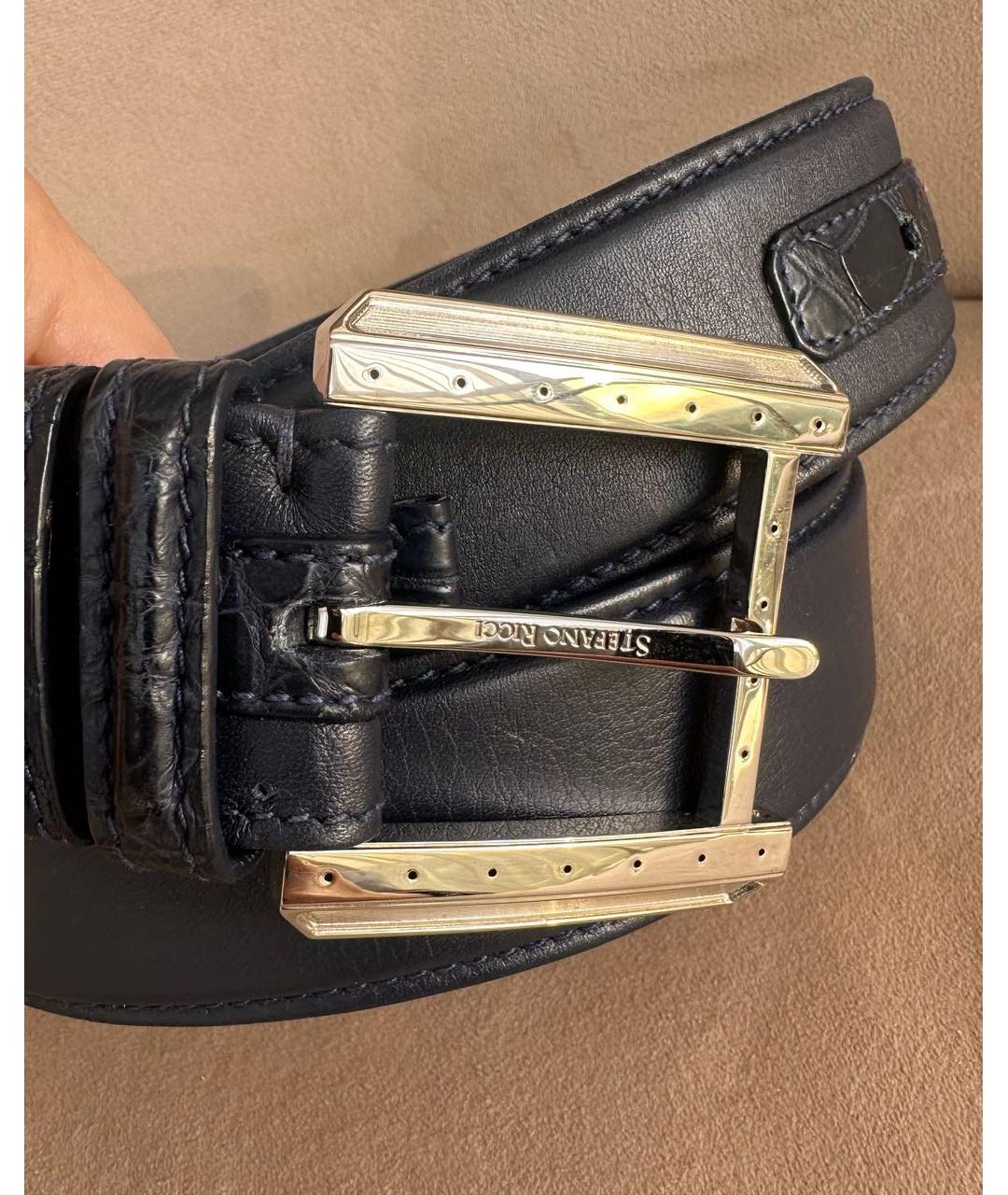 STEFANO RICCI Темно-синий ремень из экзотической кожи, фото 2