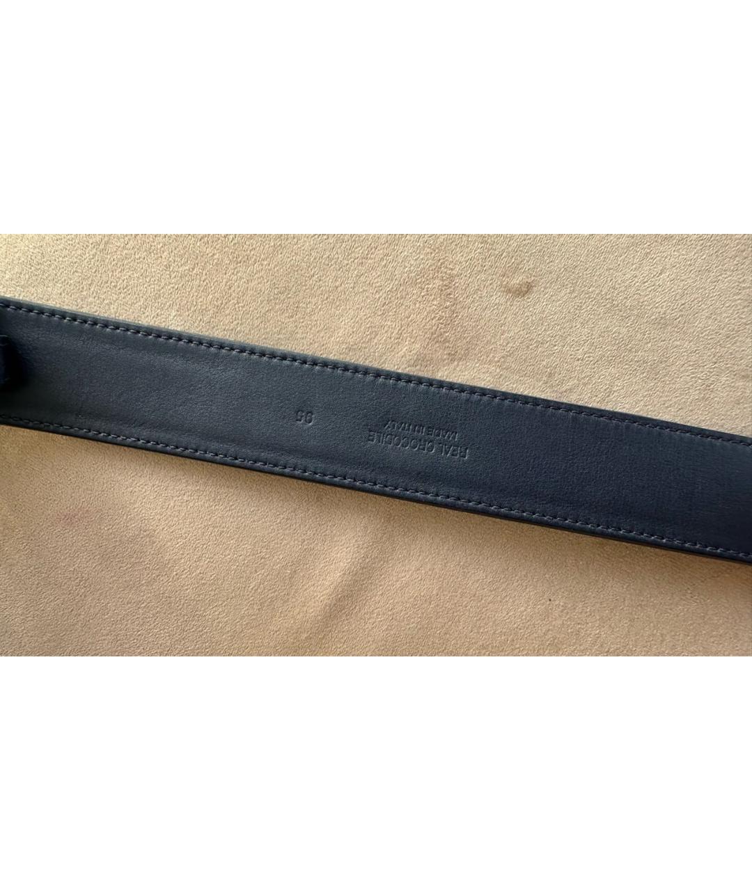 STEFANO RICCI Темно-синий ремень из экзотической кожи, фото 3