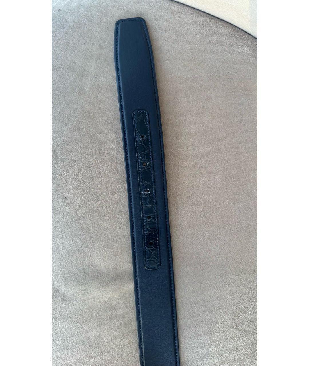 STEFANO RICCI Темно-синий ремень из экзотической кожи, фото 4