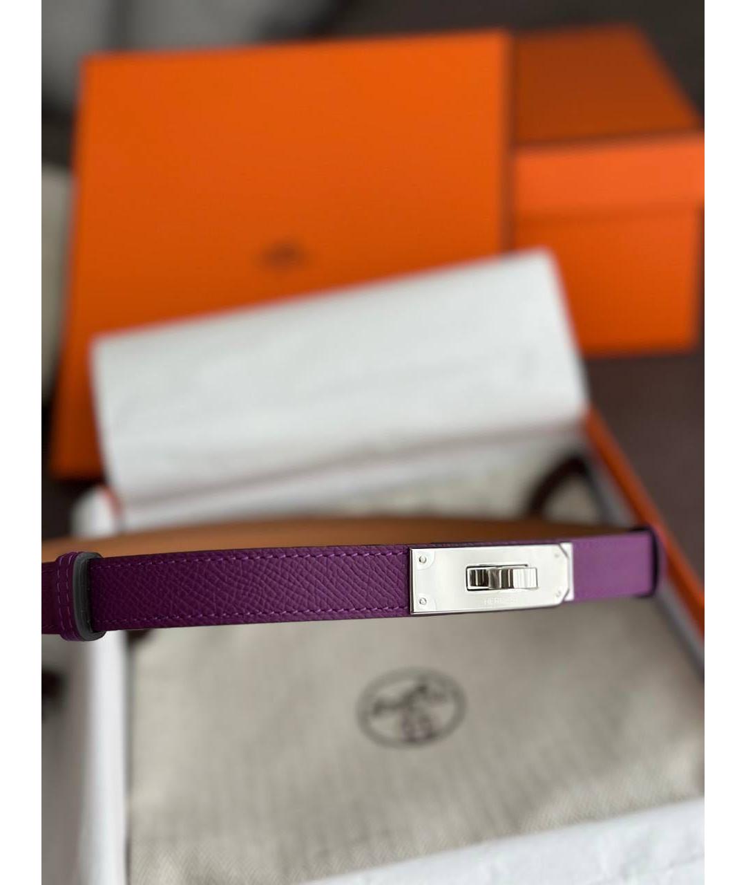 HERMES Фиолетовый кожаный ремень, фото 2