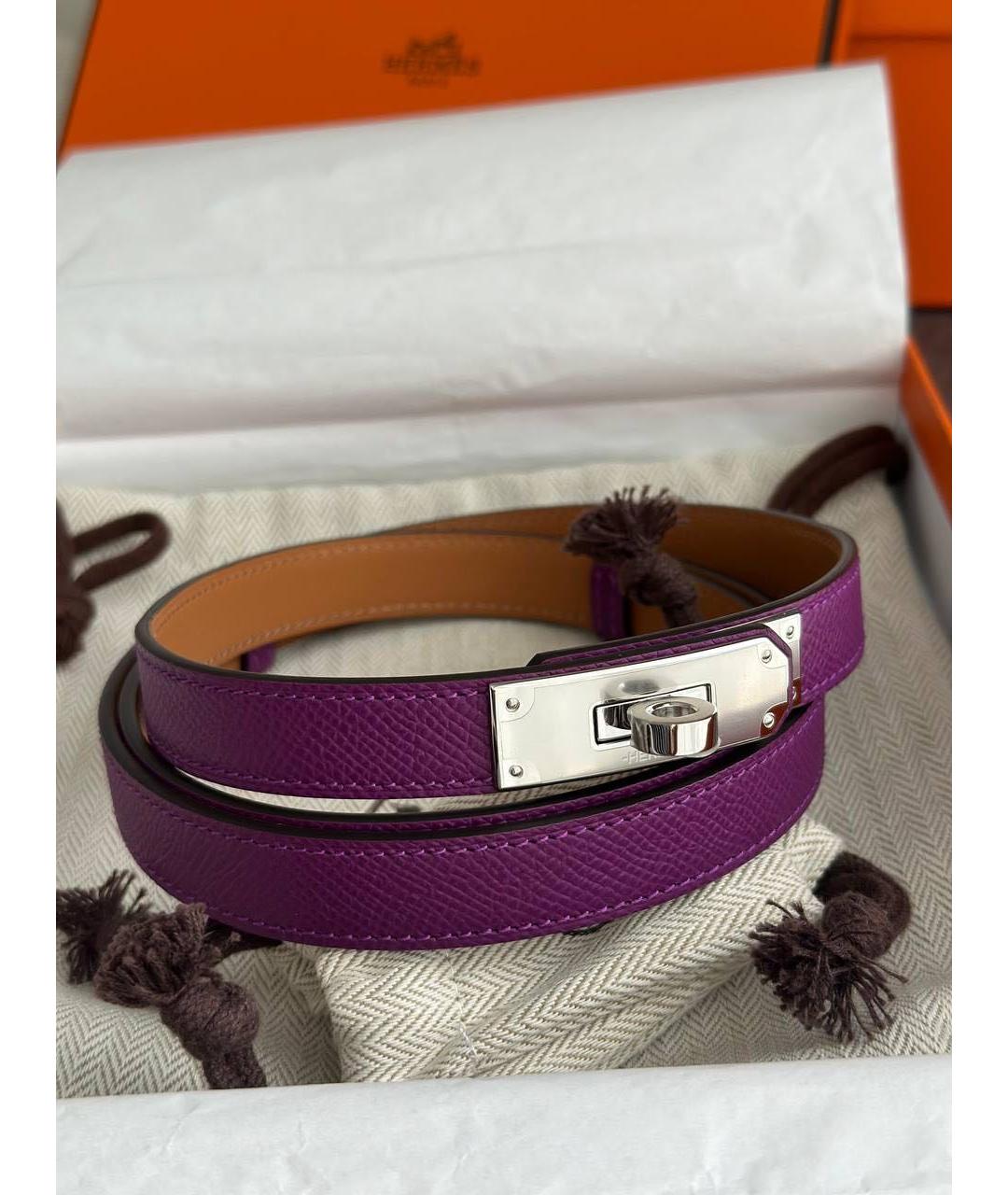 HERMES Фиолетовый кожаный ремень, фото 3