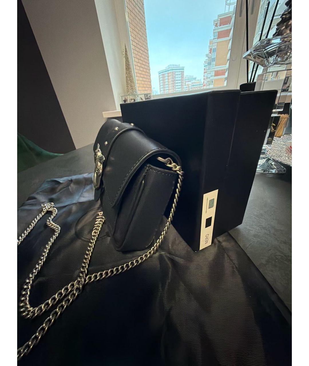 PINKO Черная кожаная сумка через плечо, фото 2