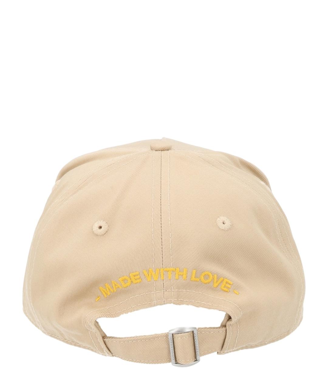 DSQUARED2 Бежевая хлопковая кепка/бейсболка, фото 2