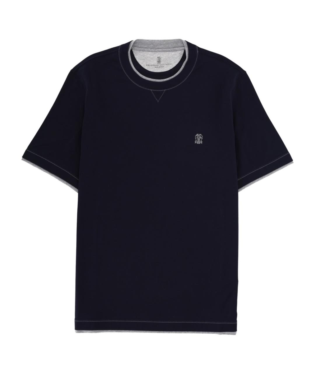BRUNELLO CUCINELLI Синяя хлопковая футболка, фото 1