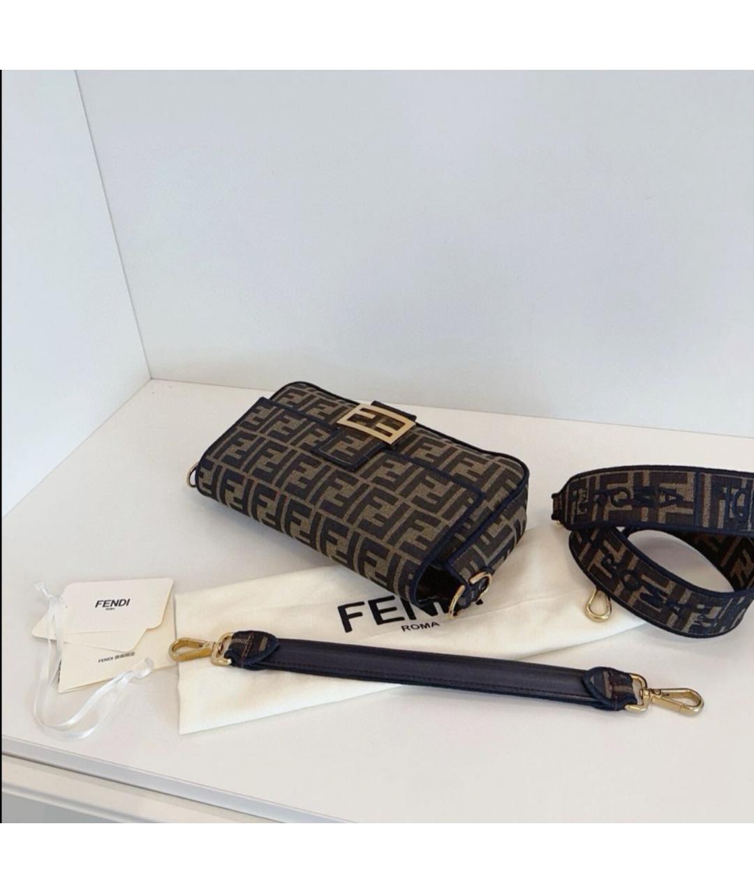 FENDI Коричневая тканевая сумка тоут, фото 5