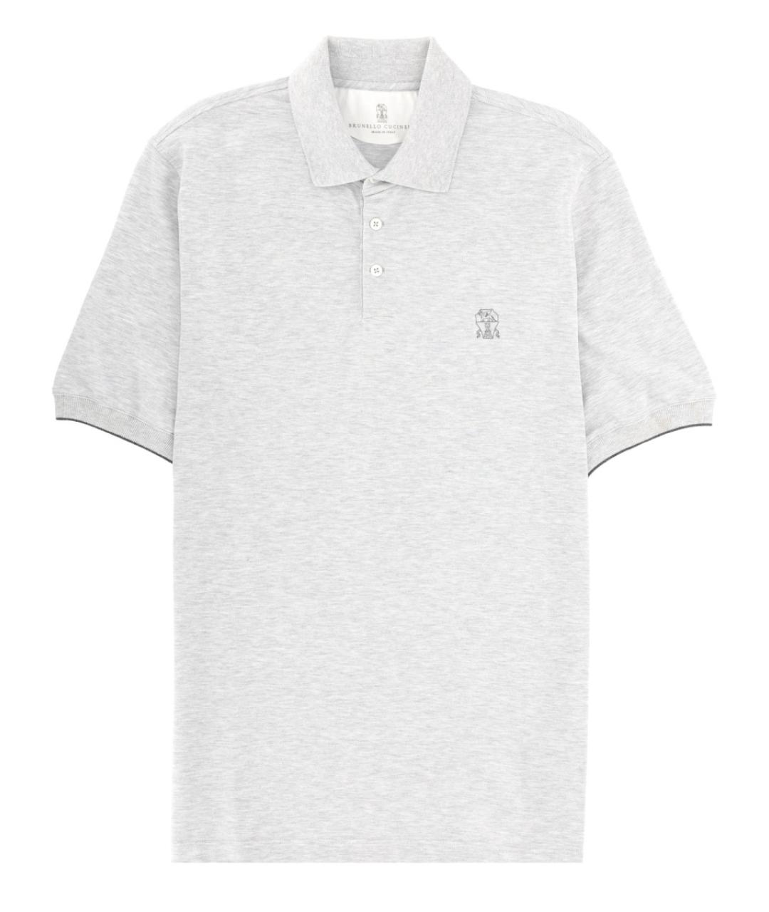 BRUNELLO CUCINELLI Серое хлопковое поло с коротким рукавом, фото 1