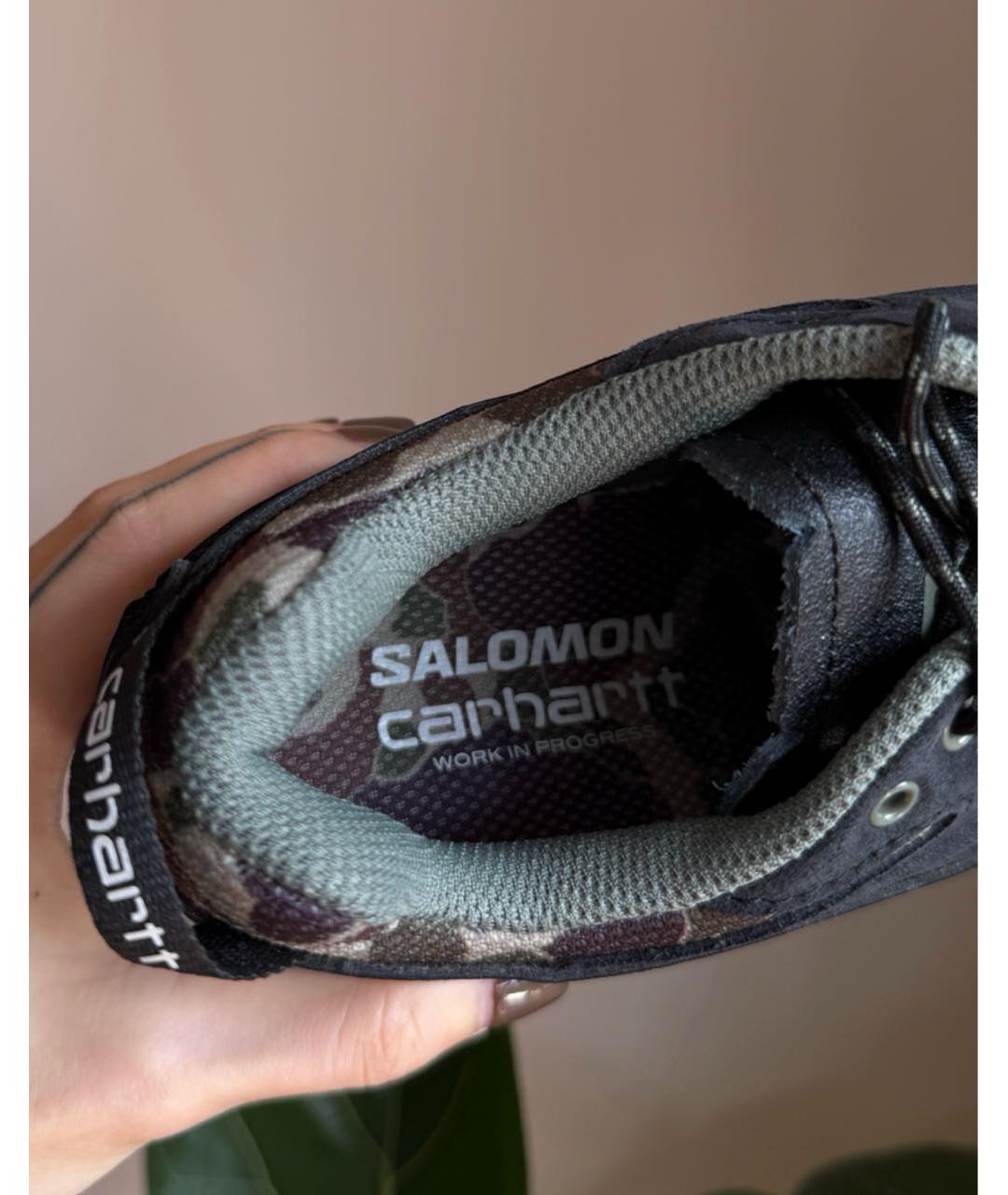 SALOMON Черные кожаные низкие кроссовки / кеды, фото 3