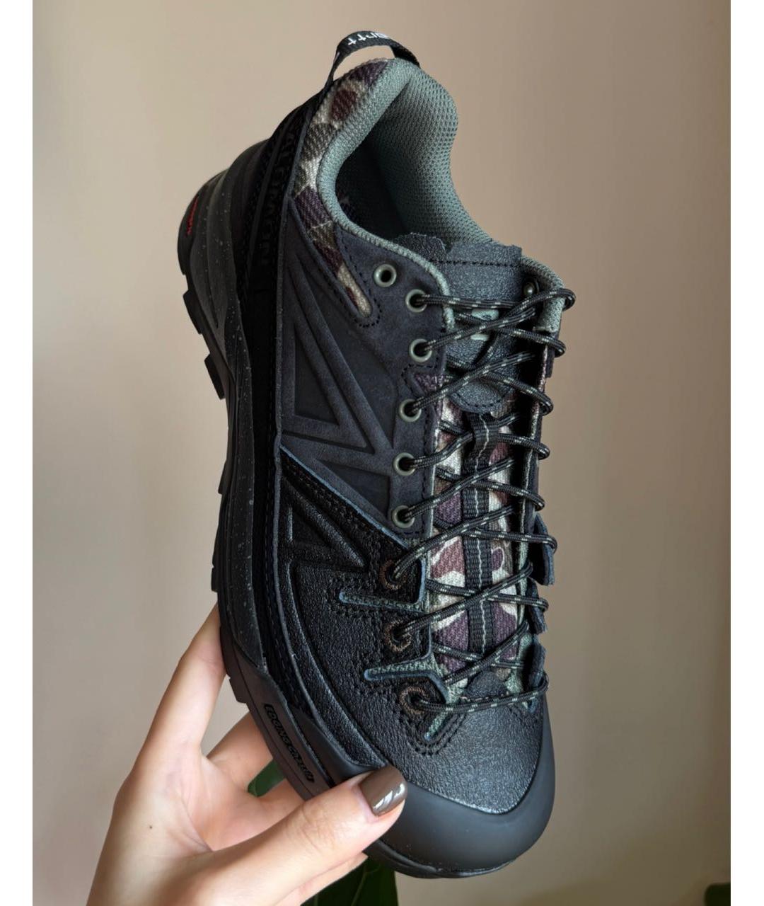 SALOMON Черные кожаные низкие кроссовки / кеды, фото 7