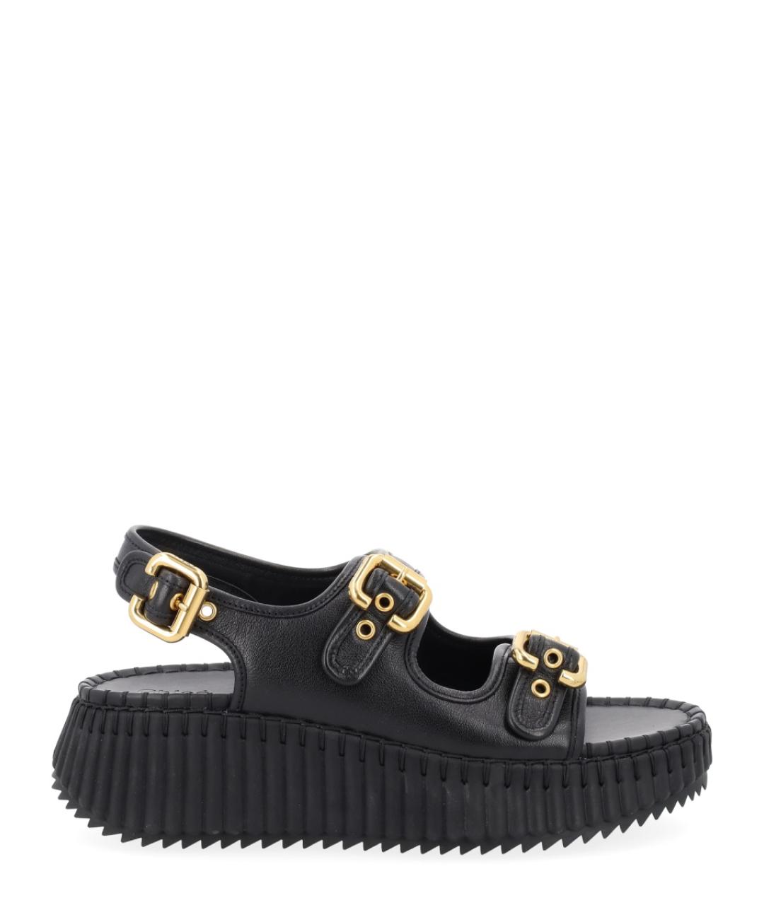 CHLOE Черные кожаные сандалии, фото 1