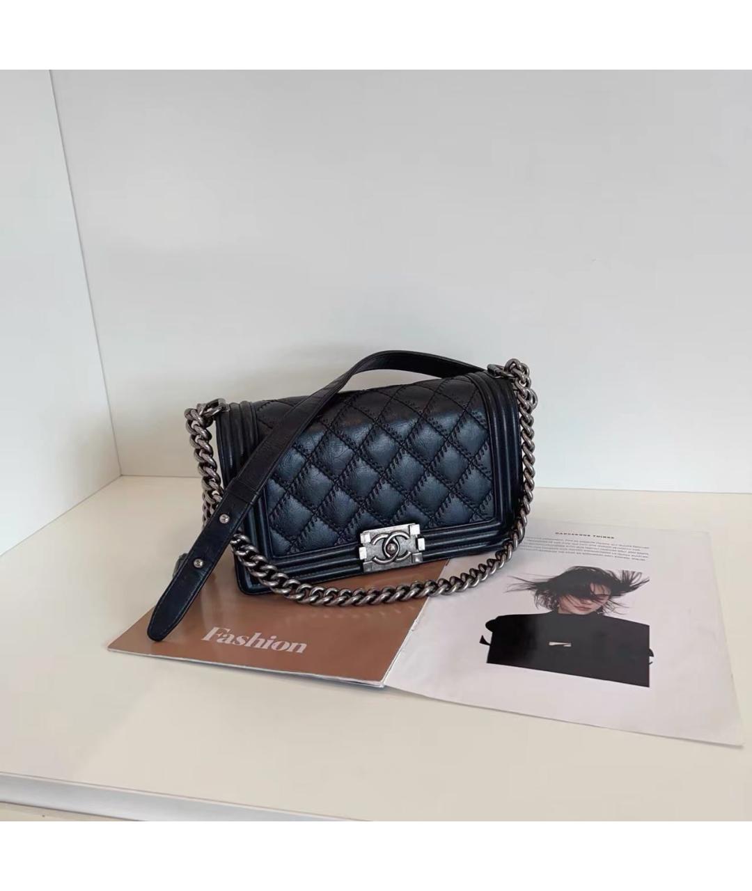 CHANEL Черная кожаная сумка через плечо, фото 8