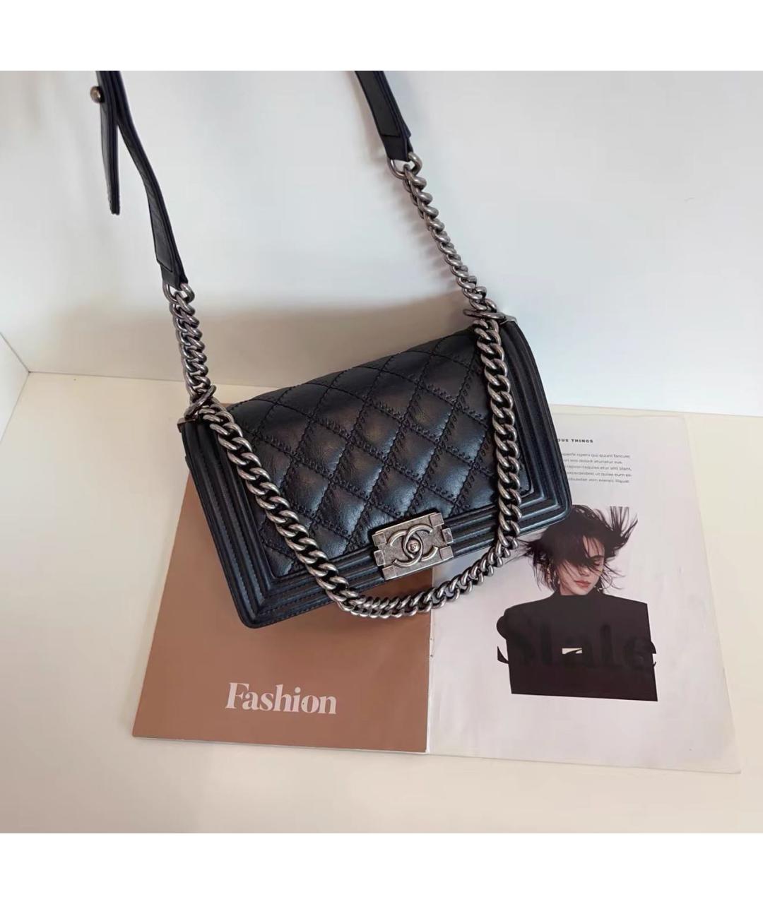CHANEL Черная кожаная сумка через плечо, фото 5