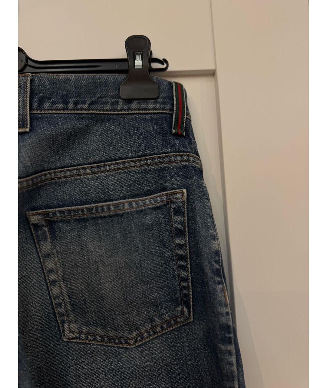 GUCCI Синие хлопковые прямые джинсы, фото 4