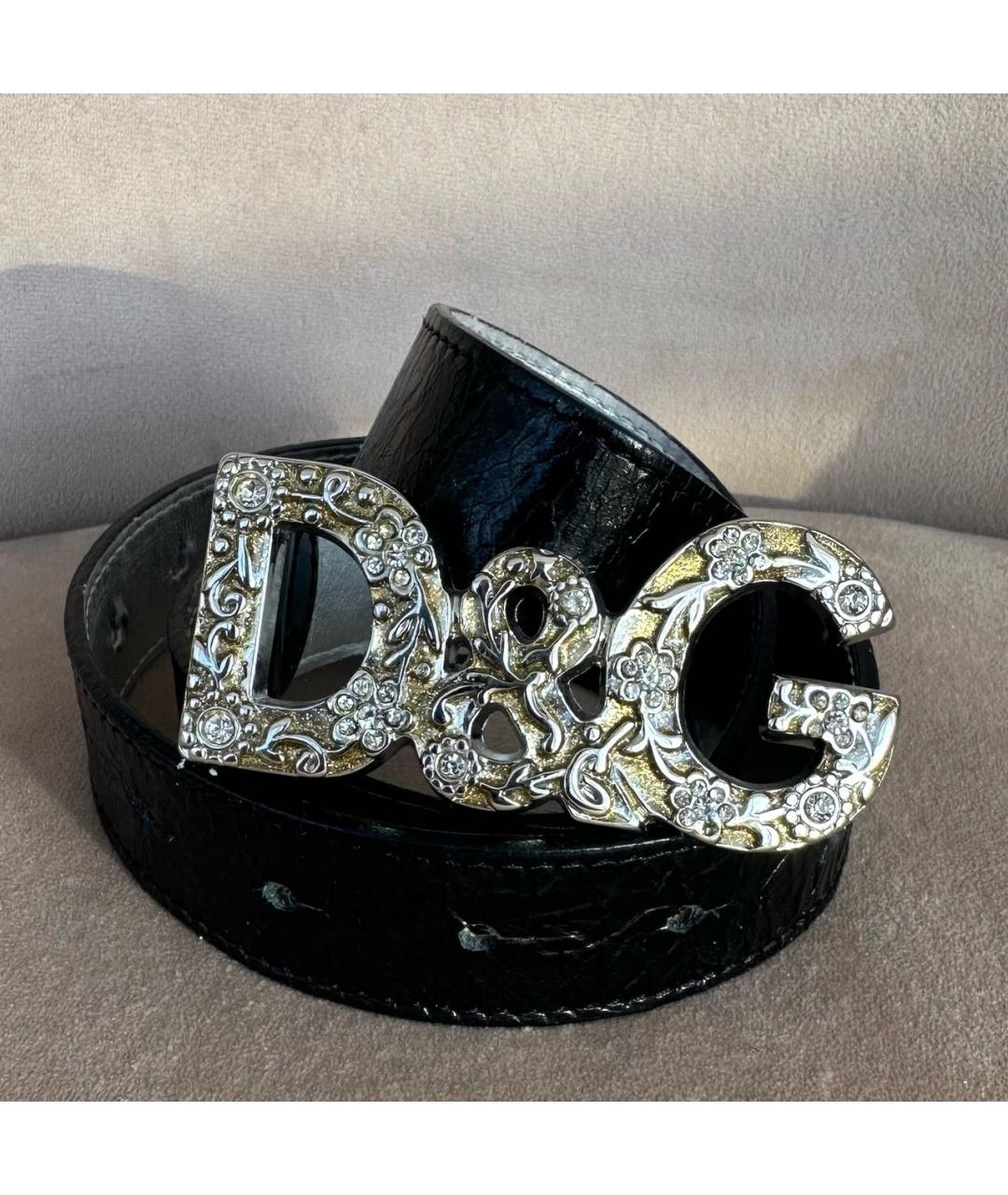 DOLCE&GABBANA Черный кожаный ремень, фото 4