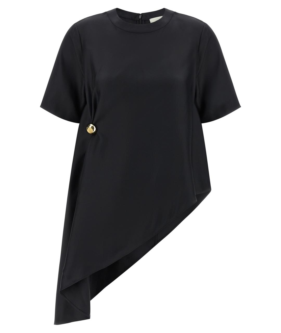 LOULOU STUDIO Черная шелковая футболка, фото 1