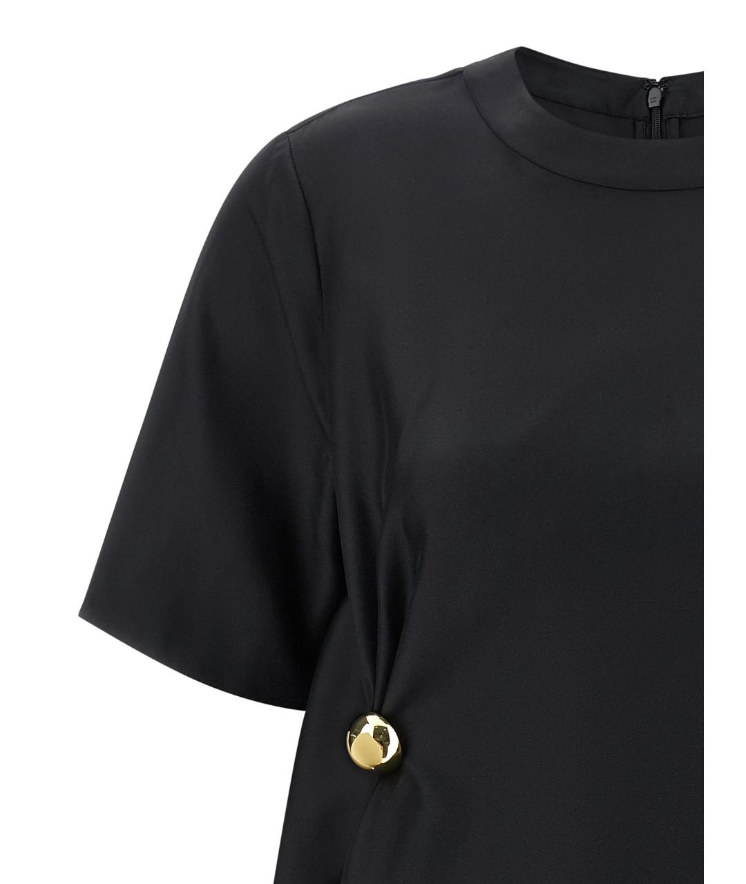 LOULOU STUDIO Черная шелковая футболка, фото 3