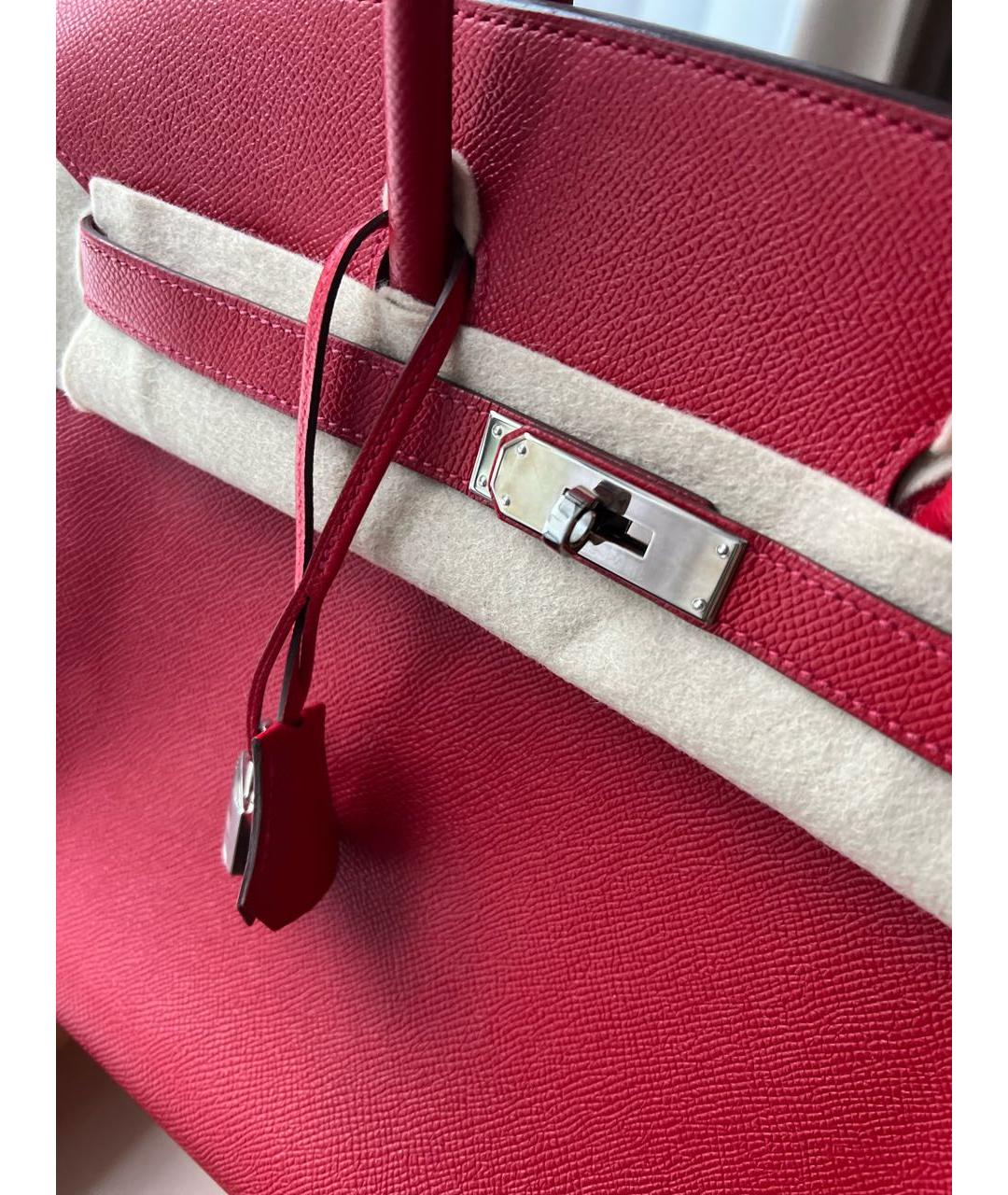 HERMES Красная кожаная сумка с короткими ручками, фото 6
