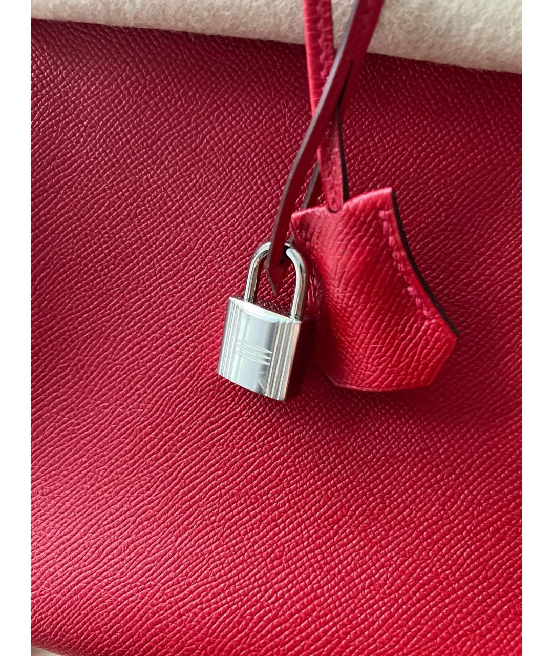 HERMES Красная кожаная сумка с короткими ручками, фото 8