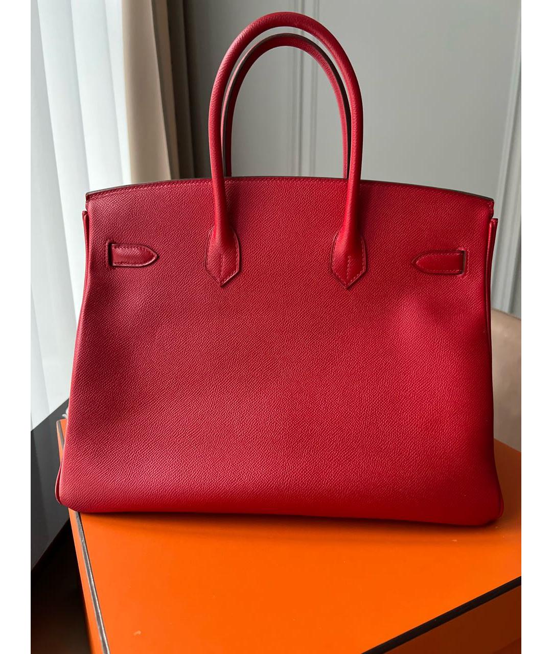 HERMES Красная кожаная сумка с короткими ручками, фото 3