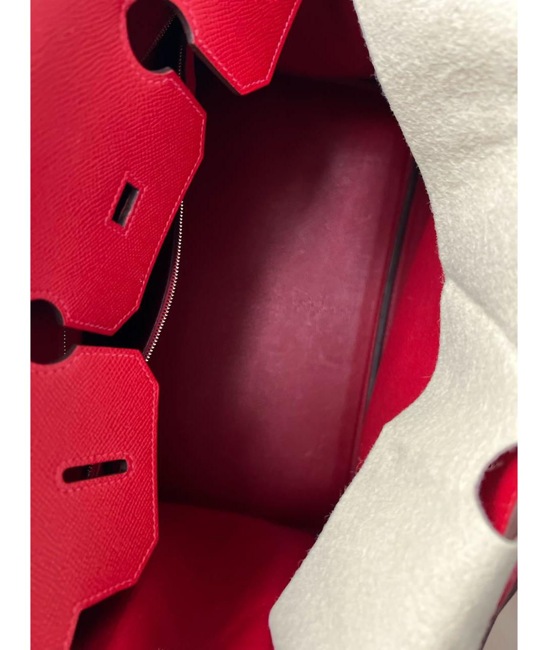 HERMES Красная кожаная сумка с короткими ручками, фото 4