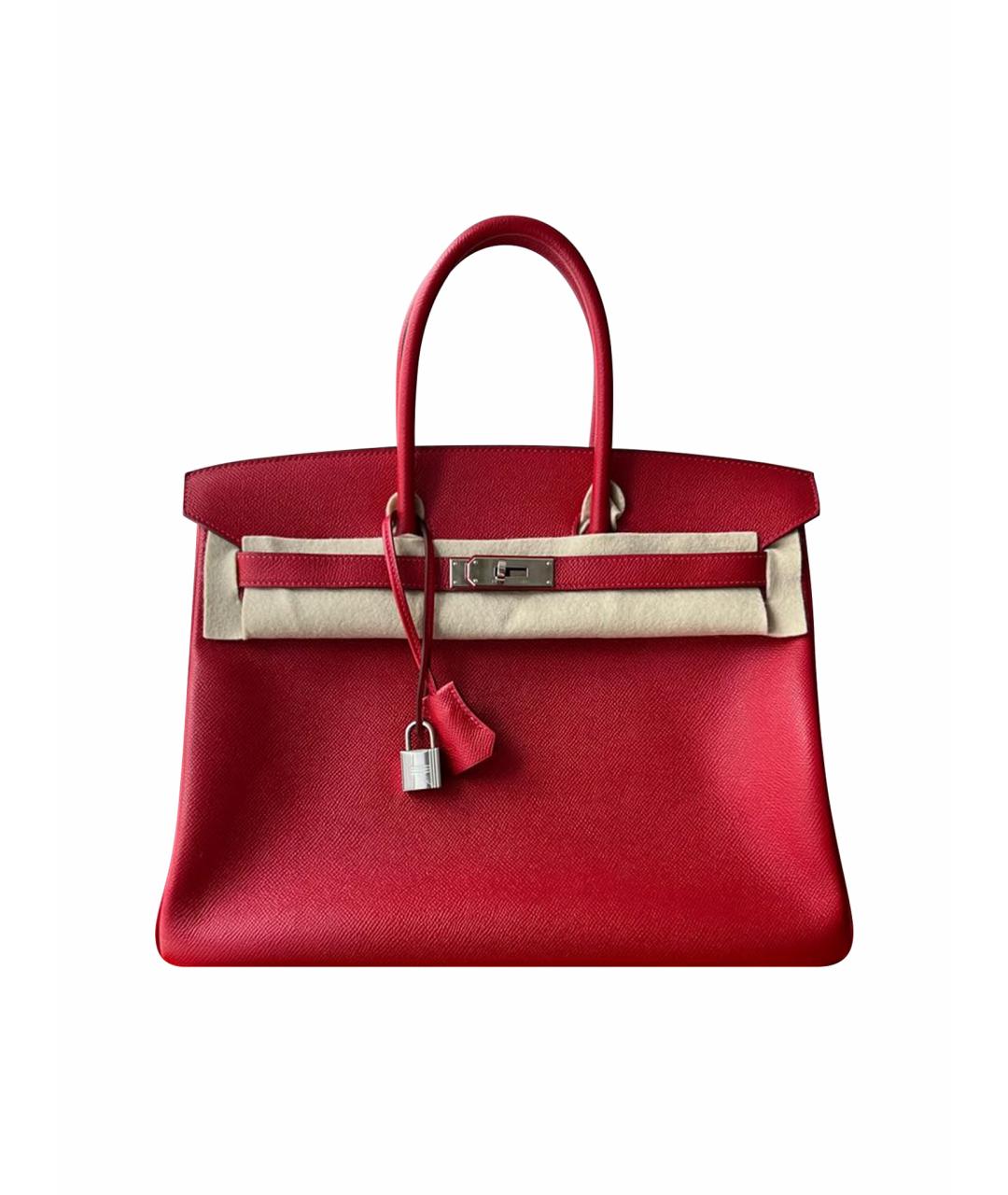 HERMES Красная кожаная сумка с короткими ручками, фото 1