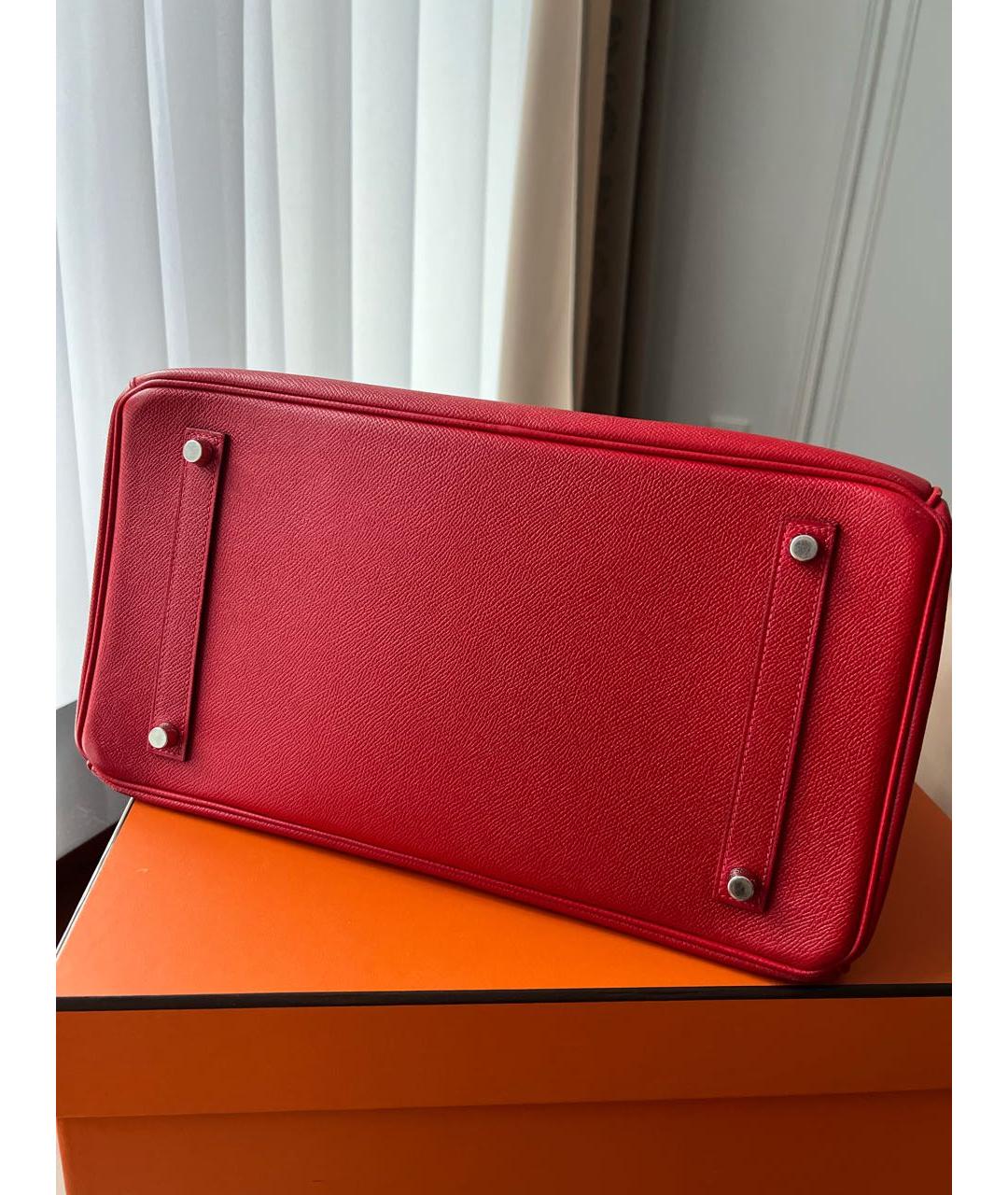 HERMES Красная кожаная сумка с короткими ручками, фото 7