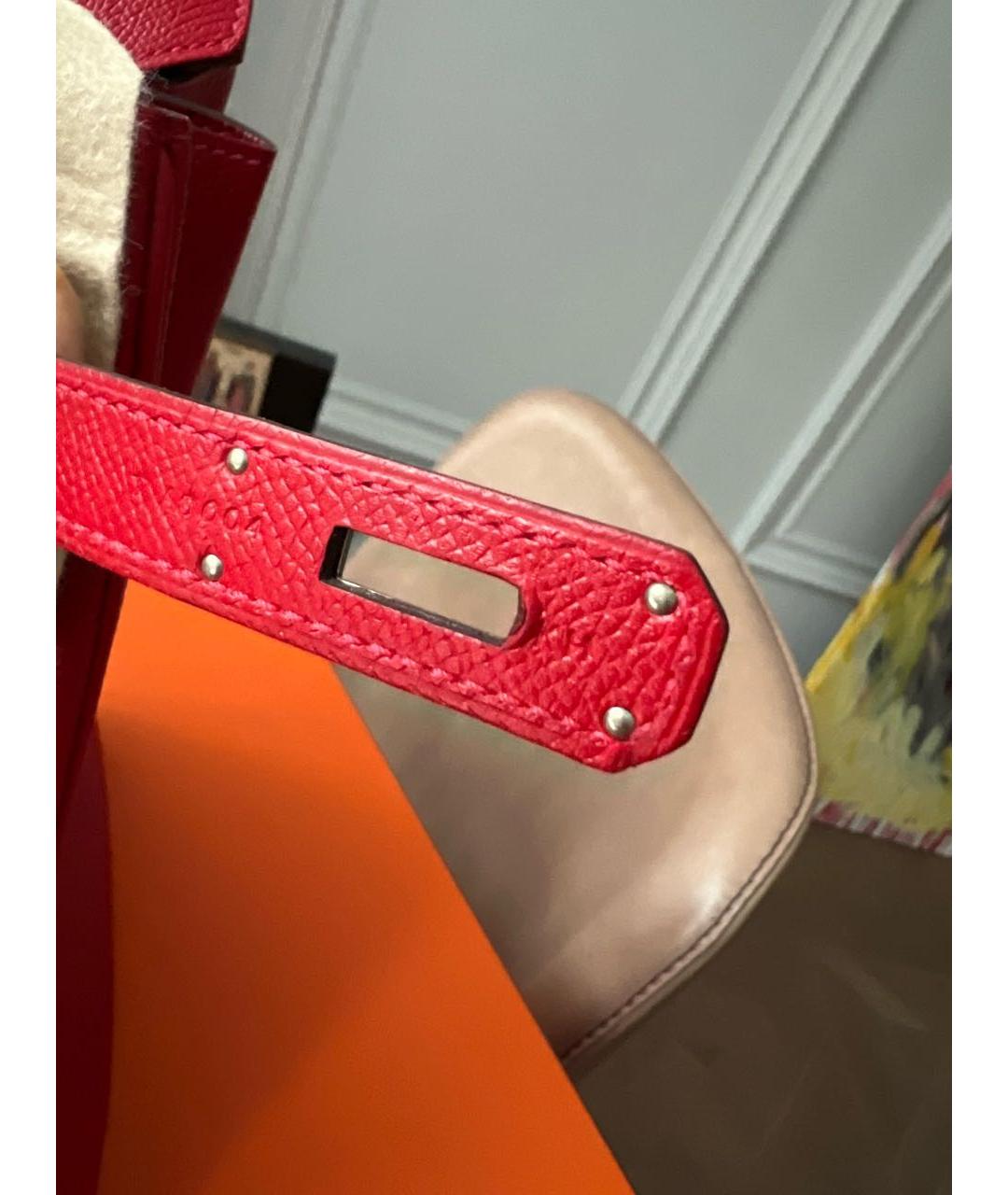 HERMES Красная кожаная сумка с короткими ручками, фото 5