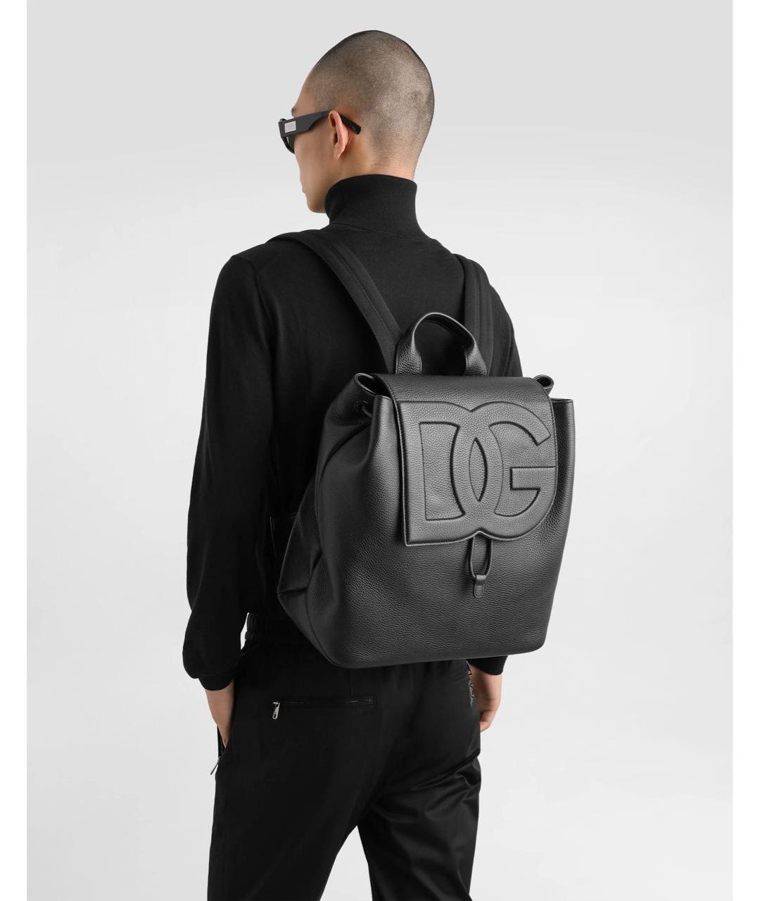 DOLCE&GABBANA Черный кожаный рюкзак, фото 2