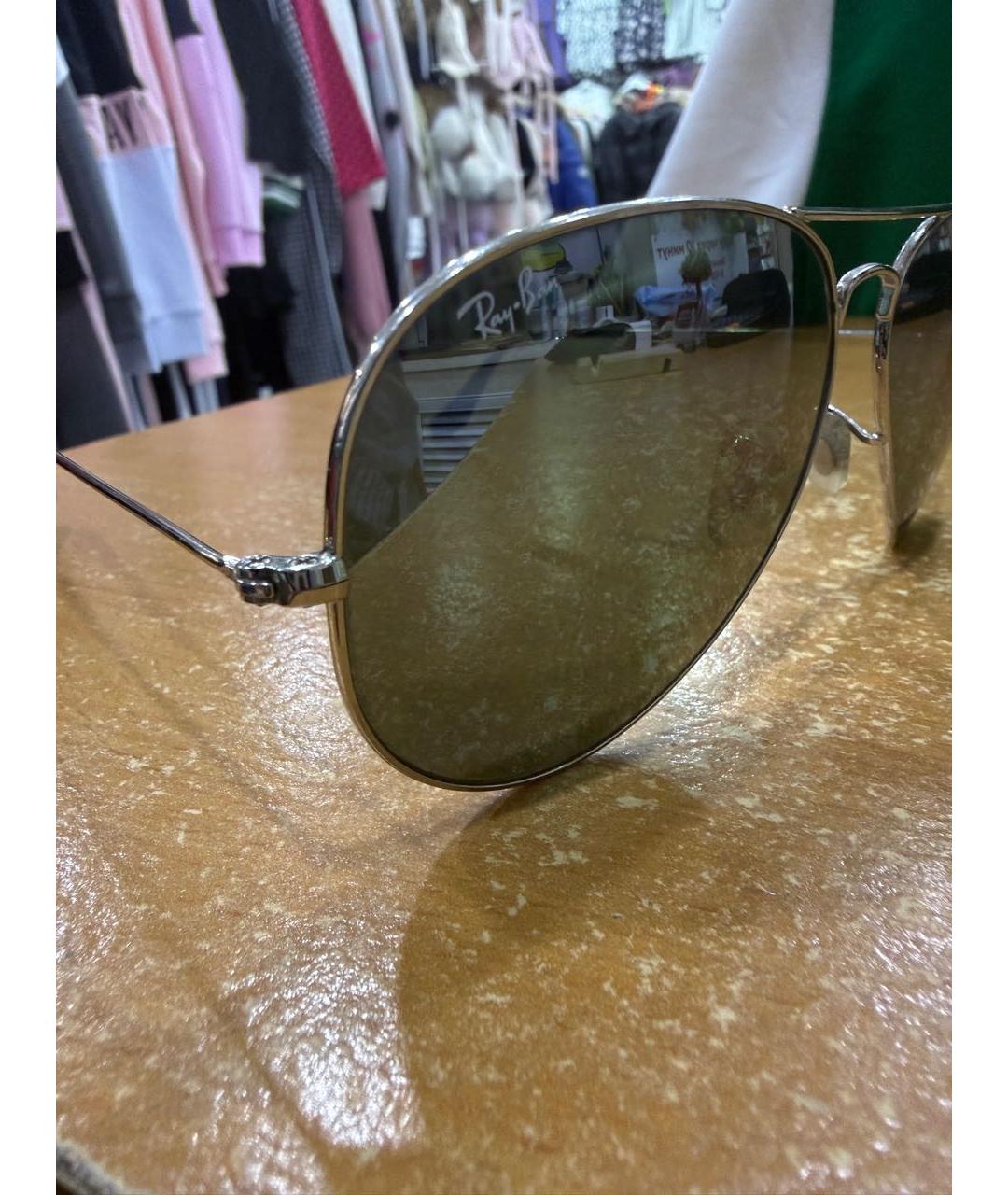 RAY BAN Серебряные металлические солнцезащитные очки, фото 3