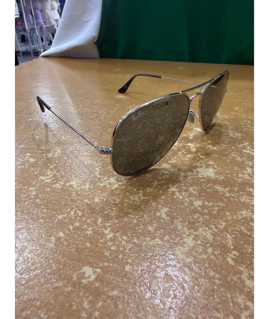 RAY BAN Серебряные металлические солнцезащитные очки, фото 2