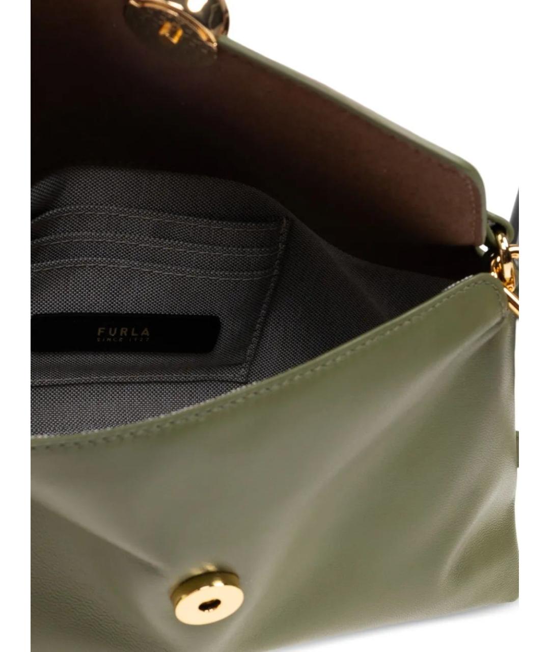 FURLA Зеленая кожаная сумка с короткими ручками, фото 5