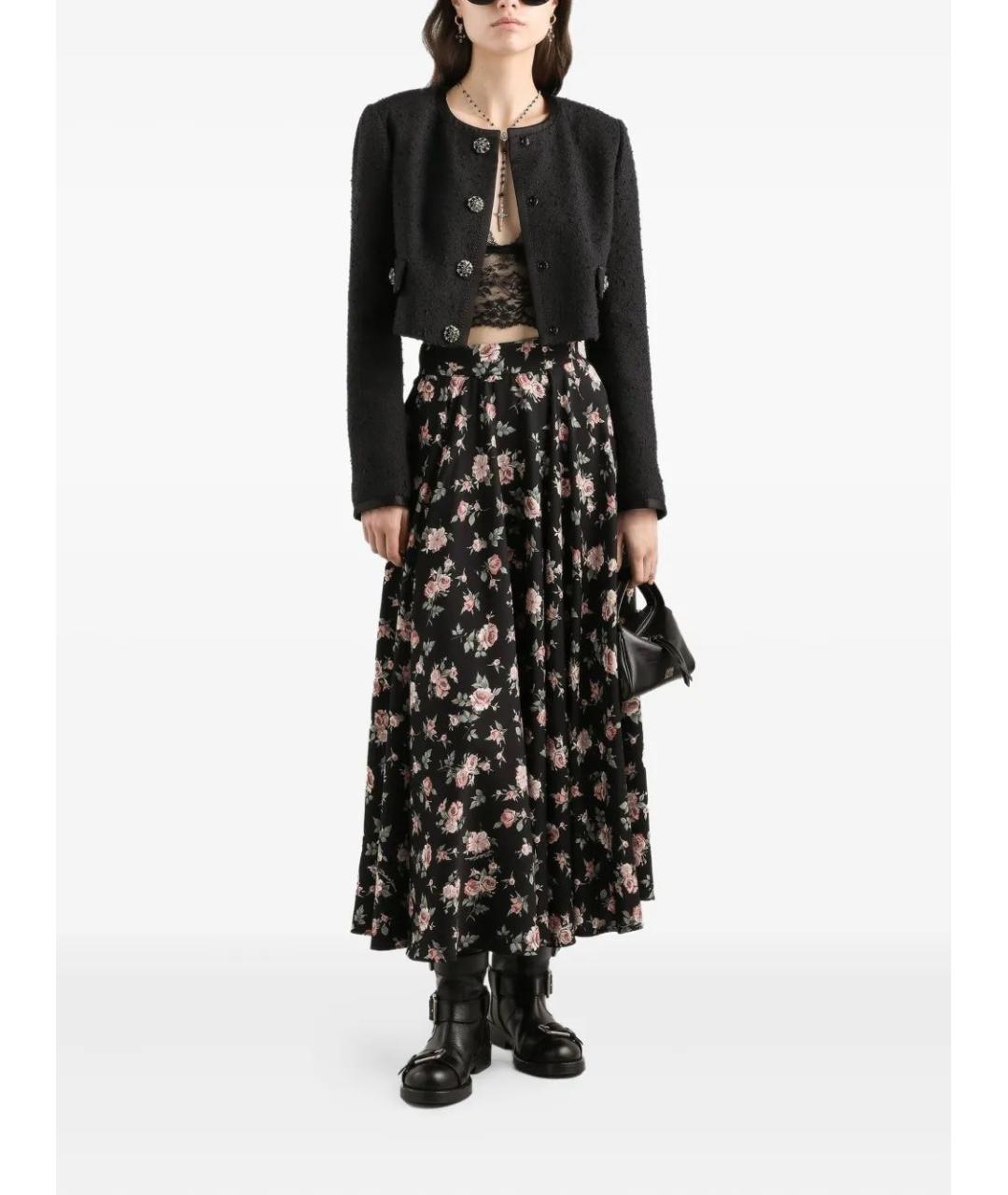 DOLCE&GABBANA Черная шелковая юбка миди, фото 2