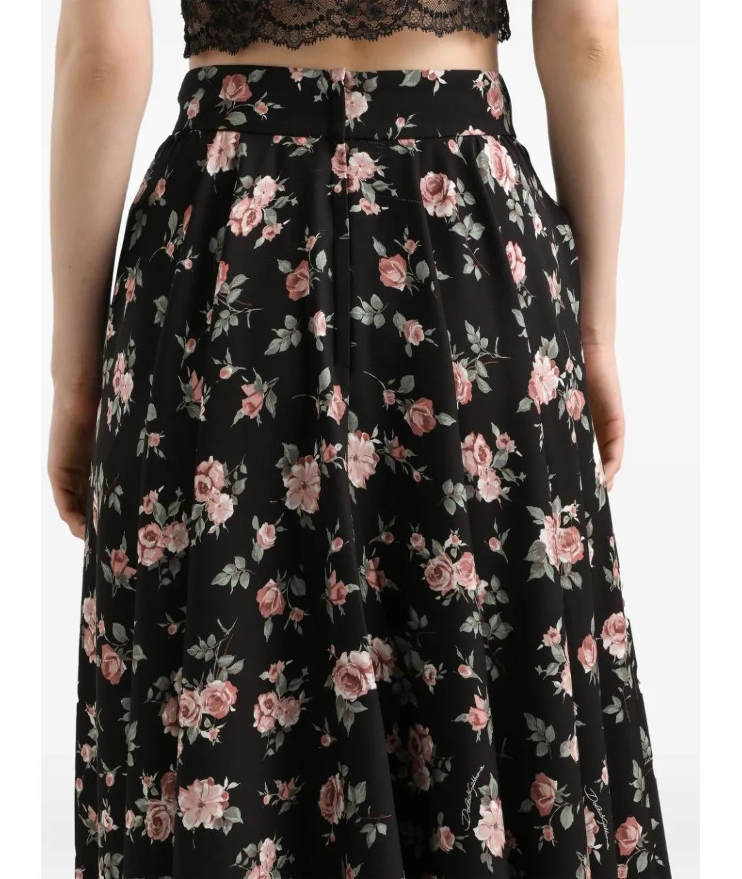 DOLCE&GABBANA Черная шелковая юбка миди, фото 4