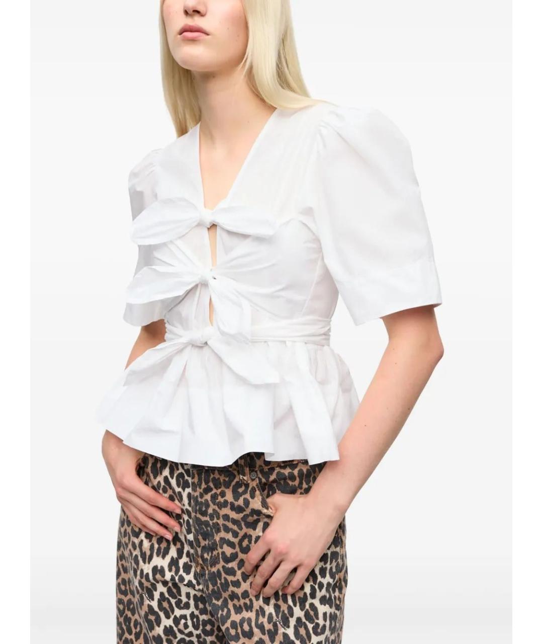 GANNI Белая хлопковая блузы, фото 3