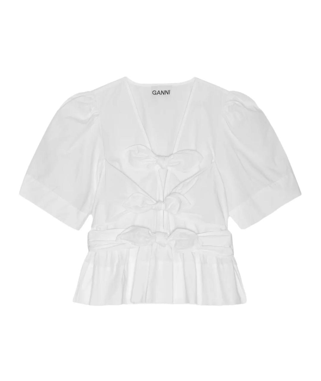 GANNI Белая хлопковая блузы, фото 1