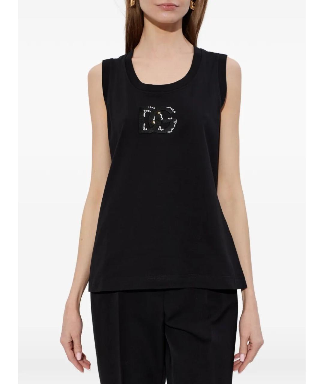 DOLCE&GABBANA Черная хлопковая майка, фото 2