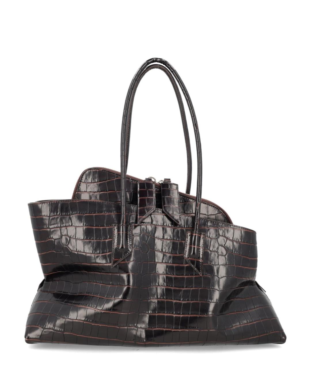 THE ATTICO Коричневая кожаная сумка тоут, фото 1