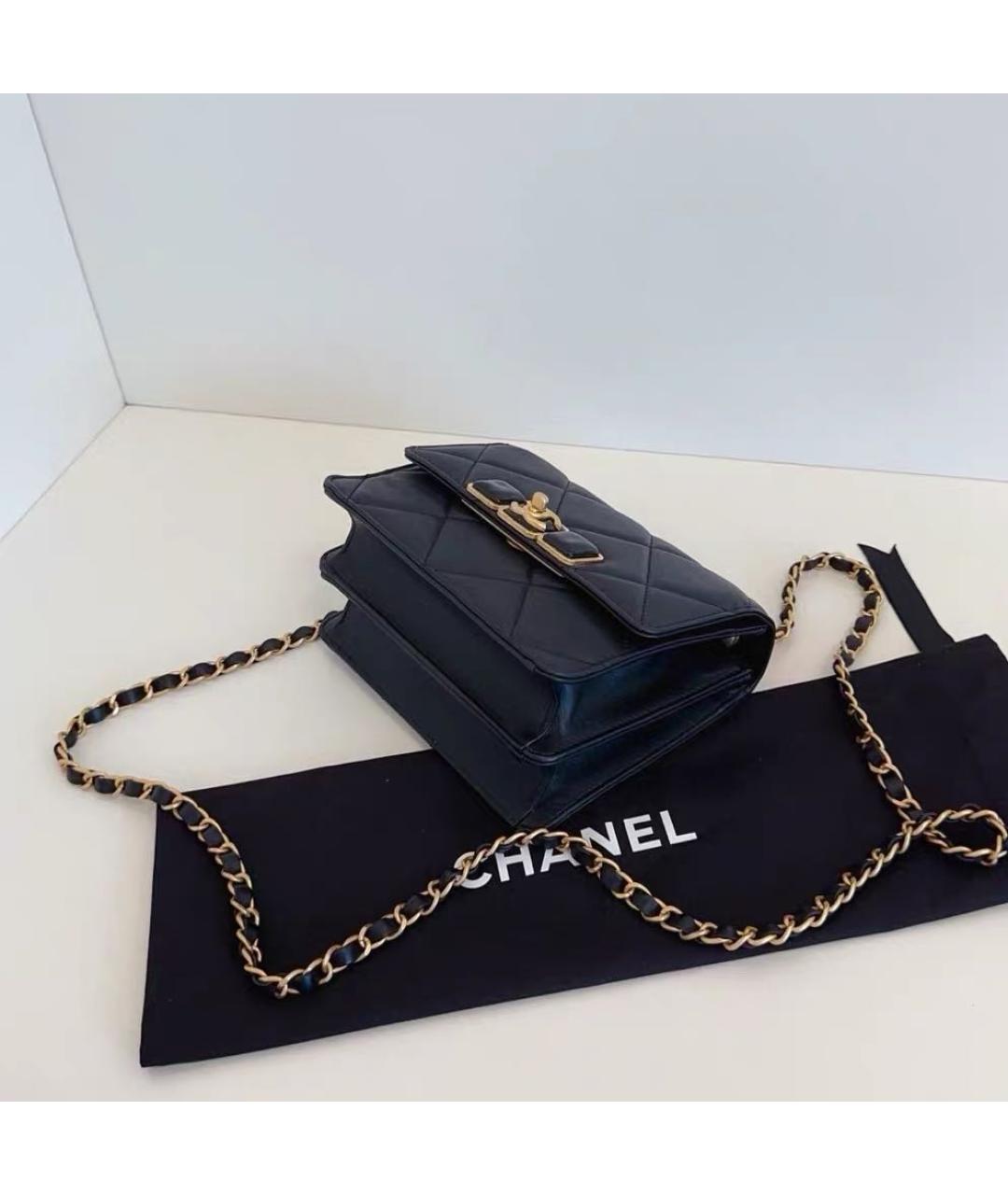 CHANEL Черная кожаная сумка через плечо, фото 5