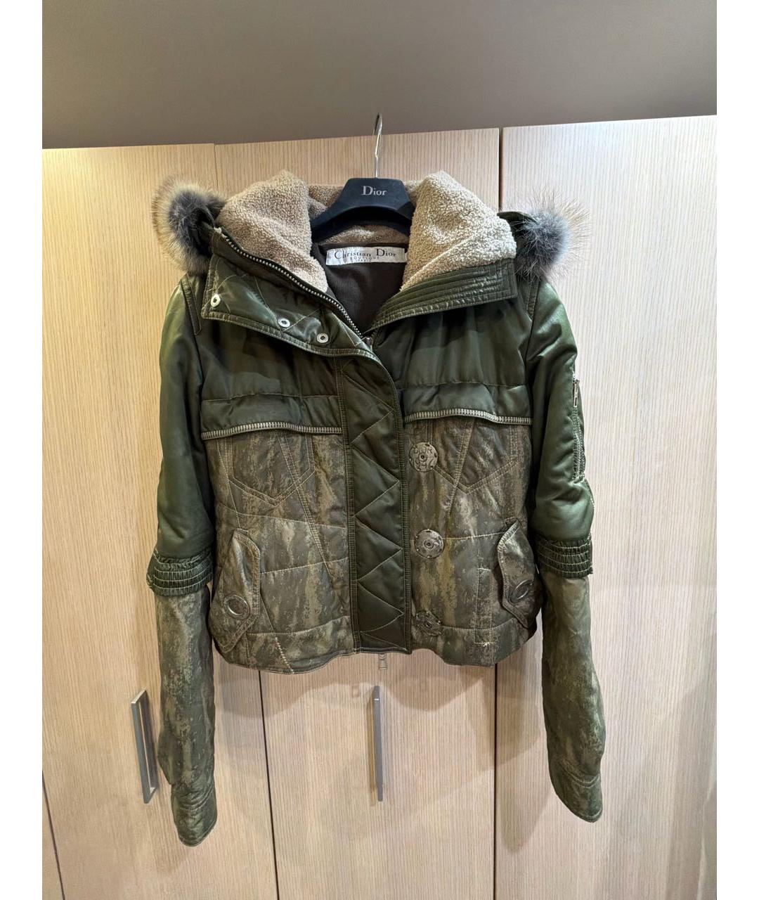 CHRISTIAN DIOR Хаки полиамидовый пуховик, фото 6