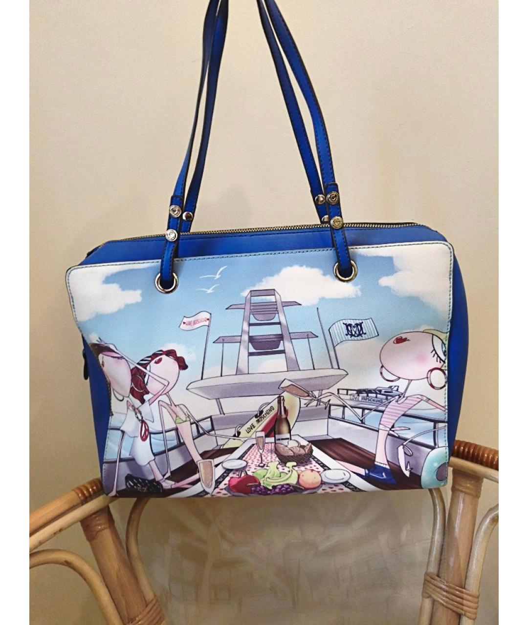 LOVE MOSCHINO Голубая сумка через плечо из искусственной кожи, фото 3