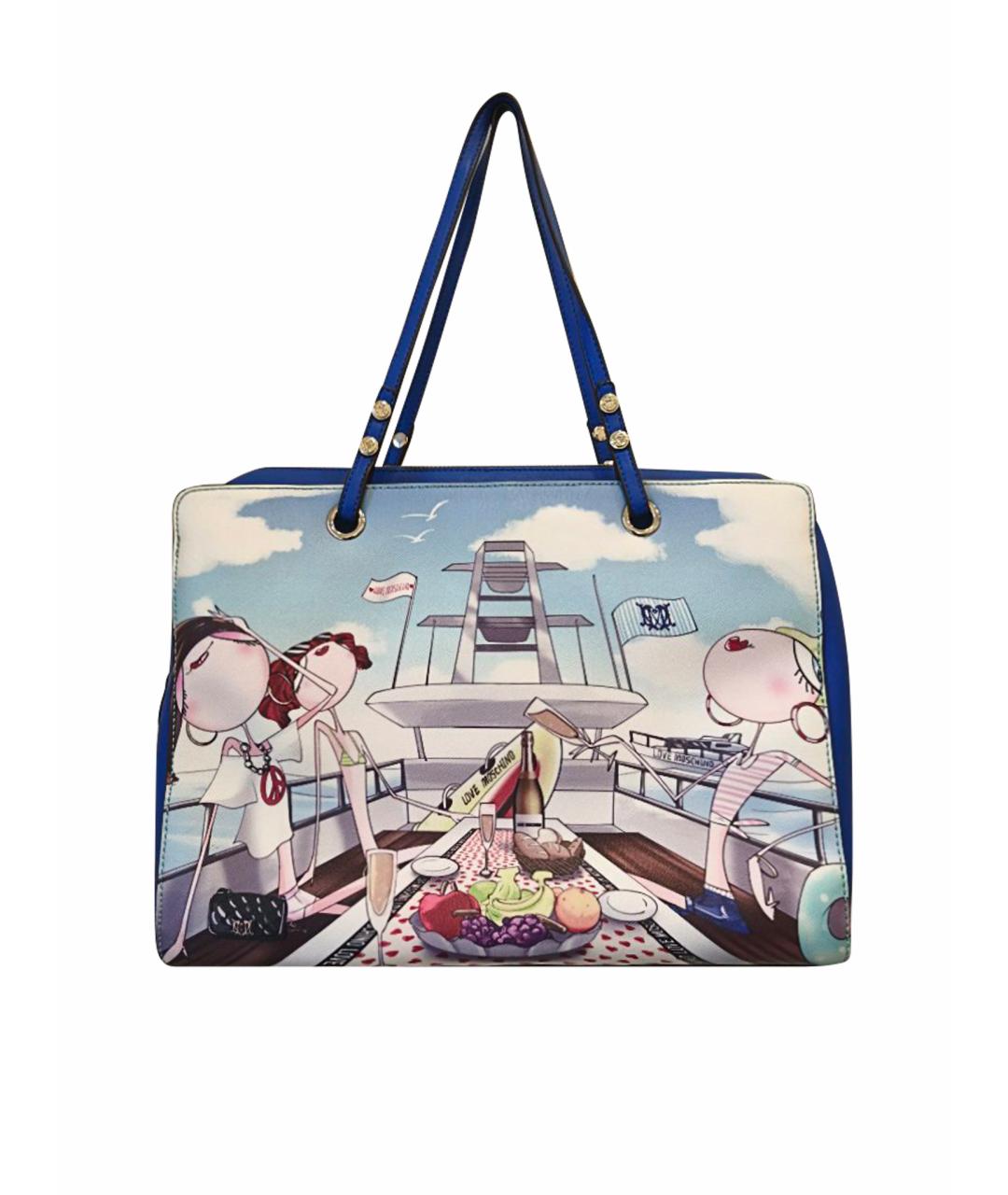 LOVE MOSCHINO Голубая сумка через плечо из искусственной кожи, фото 10