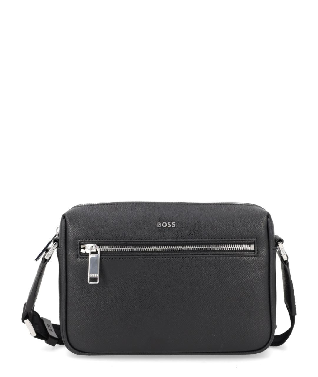 HUGO BOSS Черная кожаная сумка на плечо, фото 1