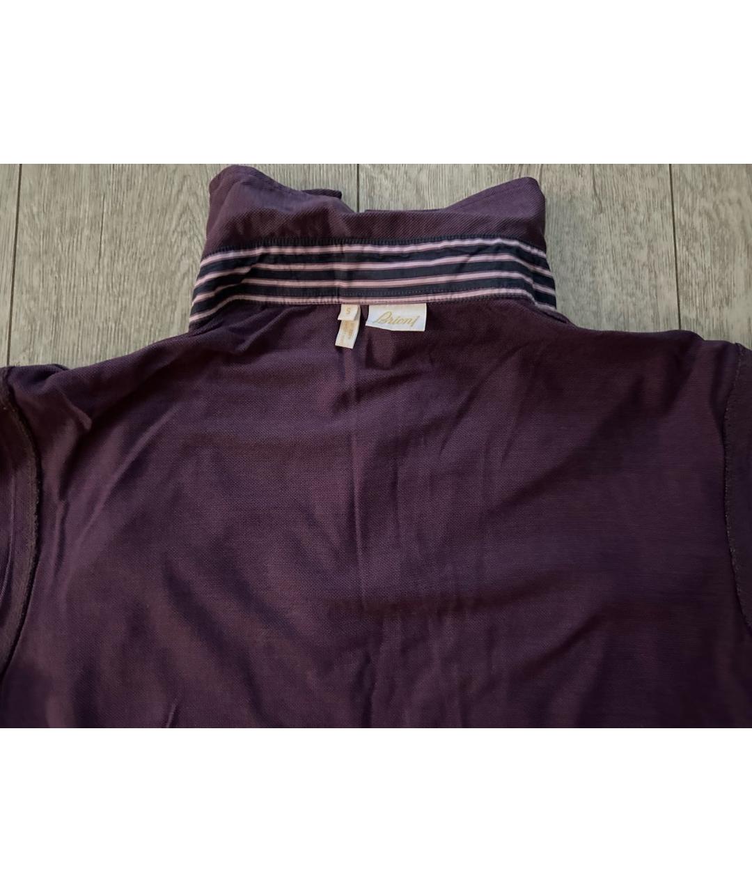 BRIONI Фиолетовое хлопковое поло с коротким рукавом, фото 3