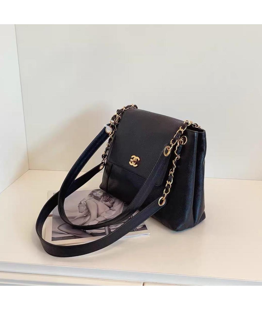 CHANEL Черная кожаная сумка через плечо, фото 4