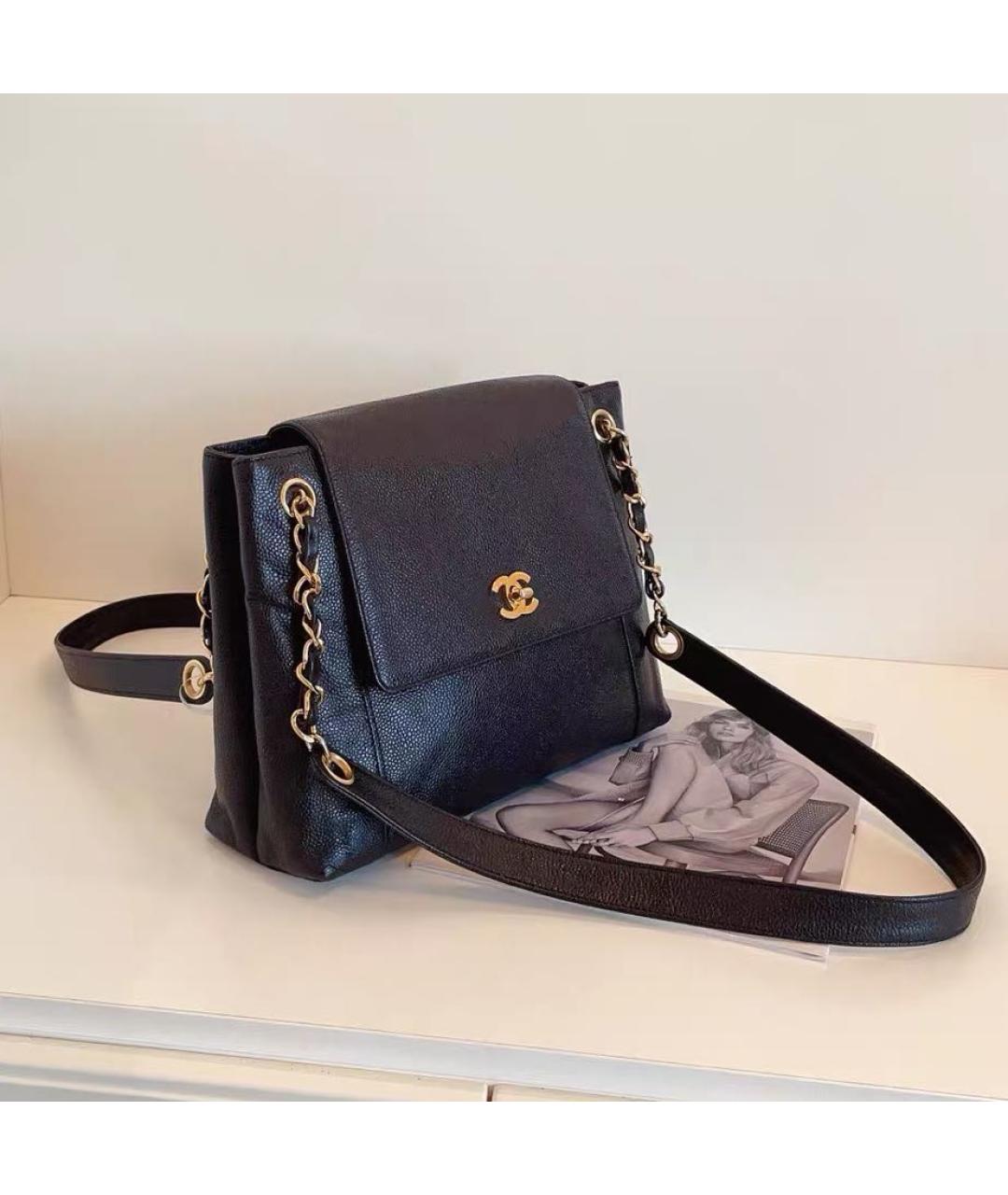 CHANEL Черная кожаная сумка через плечо, фото 2