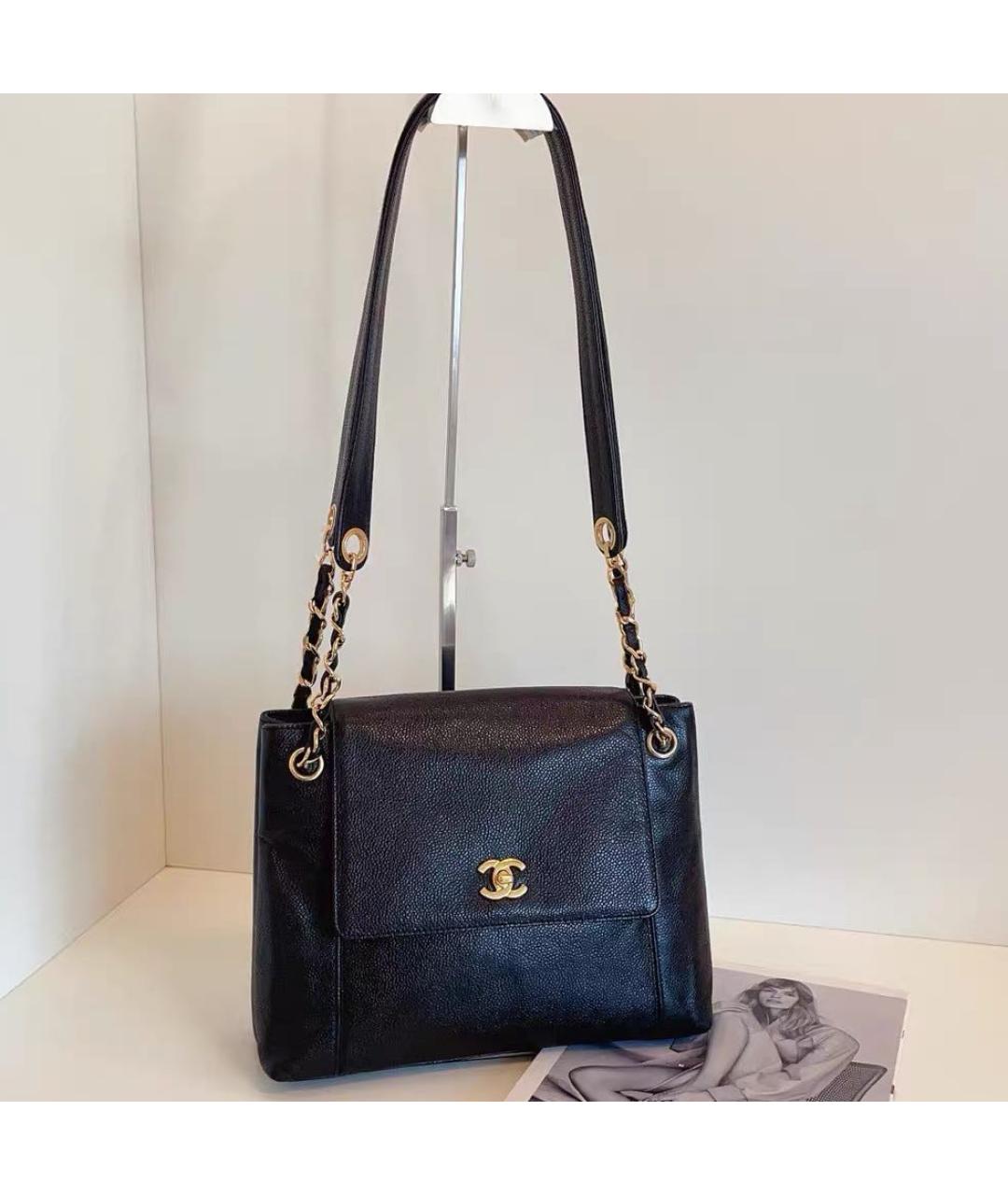 CHANEL Черная кожаная сумка через плечо, фото 8