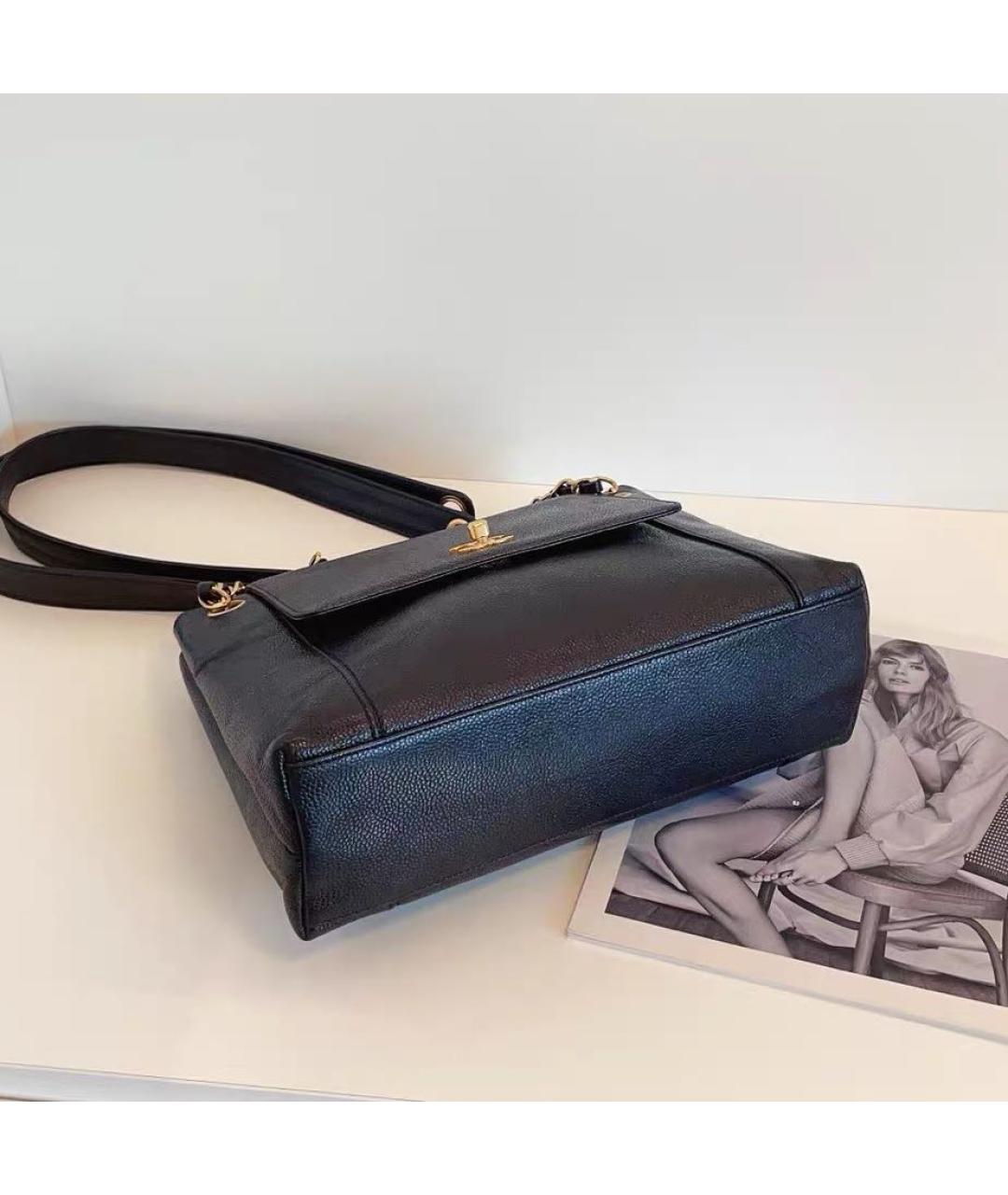 CHANEL Черная кожаная сумка через плечо, фото 6