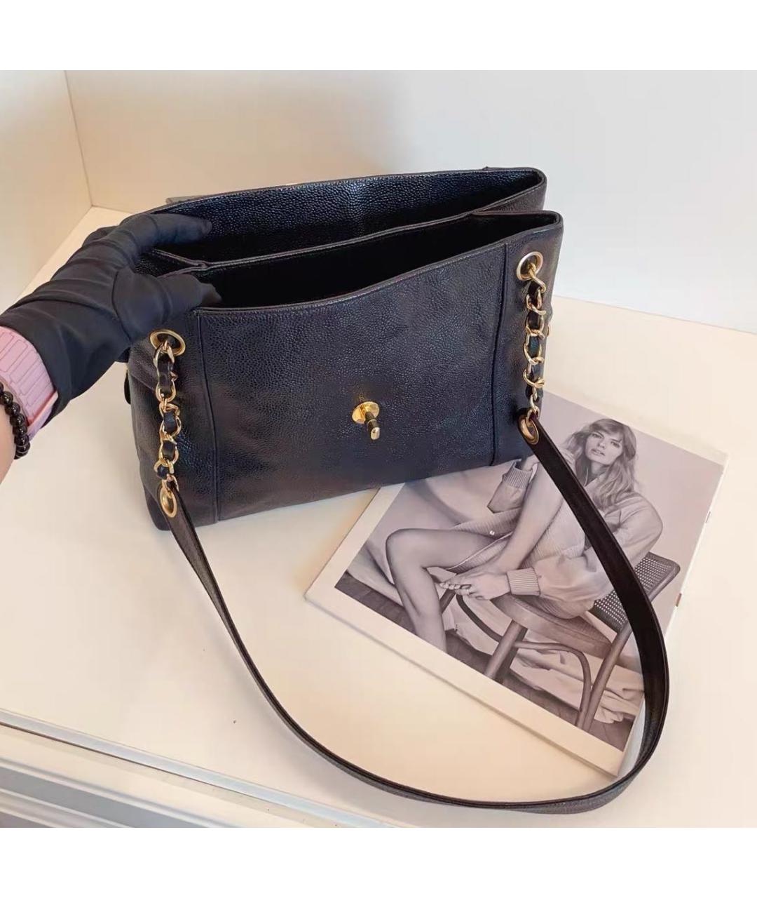 CHANEL Черная кожаная сумка через плечо, фото 7