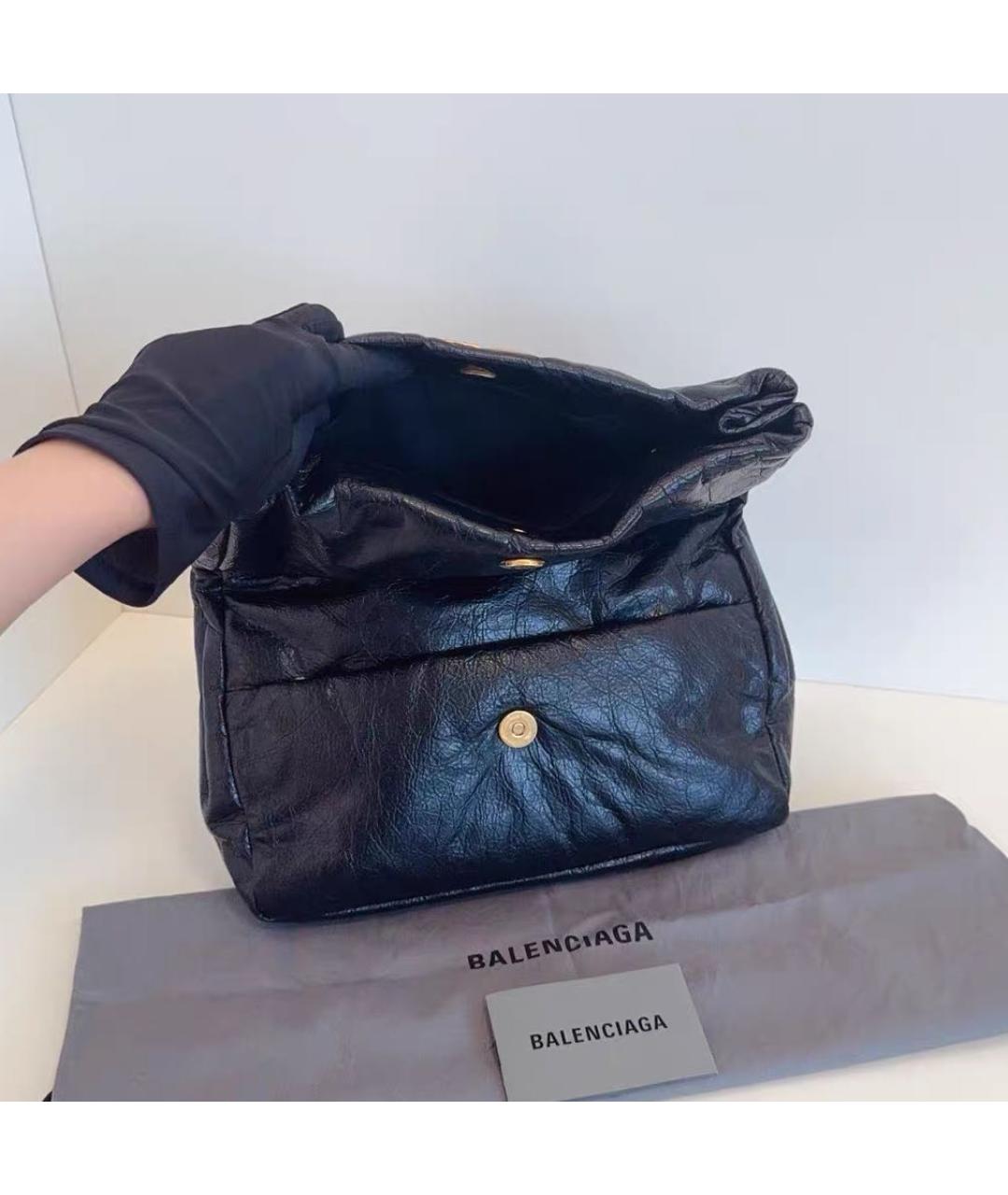 BALENCIAGA Черная кожаная сумка с короткими ручками, фото 7